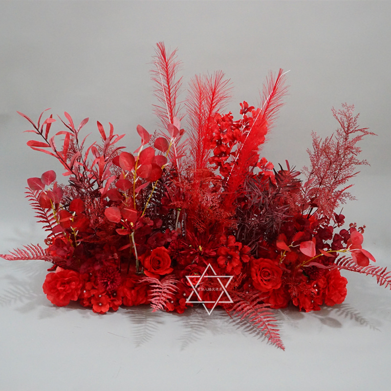 New wedding flower row road lead flower row background flower row T stage road lead flower hotel layout flower art road lead flower row