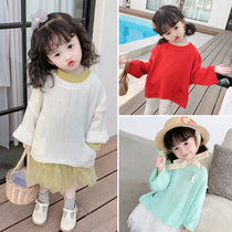 2022 female childrens clothing new Korean pullover childrens sweater female baby spring children Foreign style clothes tide