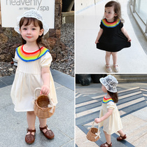 2021 female childrens clothing summer New Rainbow Korean childrens dress female baby girl Summer foreign style princess skirt