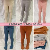 2022 female childrens clothing new 5 color pit bar Korean childrens socks pants baby Foreign style childrens bottoming pants tide
