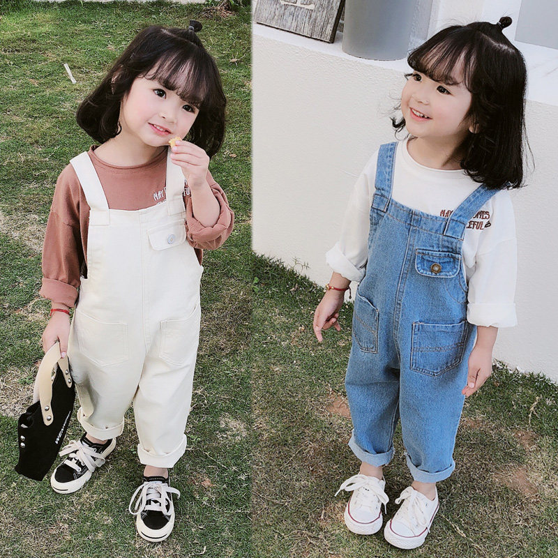 2022 Girls clothes spring clothing new Korean version casual children Jeans Cuddler Pants Woman Baby Pants Spring Autumn