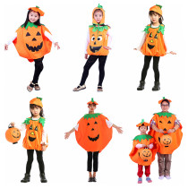 1 Halloween Ghost Festival Childrens Performance Childrens clothing parent-child pumpkin clothes Pumpkin bags and hats Pumpkin clothes set