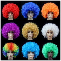 1 Lin Fang Fake headgear Round curly hair Cheerleading cheering performance Dress up headgear Large explosive head wig Fan hair