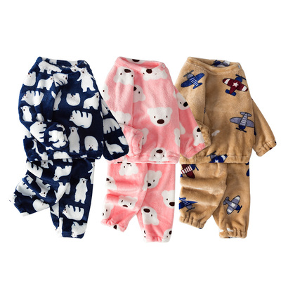 【卡通款】儿童法兰绒睡衣保暖套装