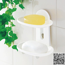 Japan imported sanada bathroom double soap rack strong suction cup soap storage rack sponge drain rack