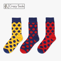 Đầy đủ 4 đôi vớ thủy triều của phụ nữ màu điểm chấm sóng lớn trong vớ cotton ống dài mùa thu và vớ mùa đông vớ cá tính tất ngắn cổ