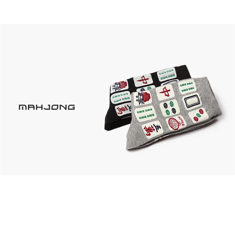 Đầy đủ 4 đôi vận chuyển Phong cách Trung Quốc cá tính sáng tạo Năm mới màu đỏ sock may mắn mạt chược nam nữ kích thước mã trong vớ cotton ống tất cổ ngắn
