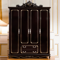 Simple European four-door wardrobe French wardrobe bedroom four-door large wardrobe cloakroom carved master bedroom