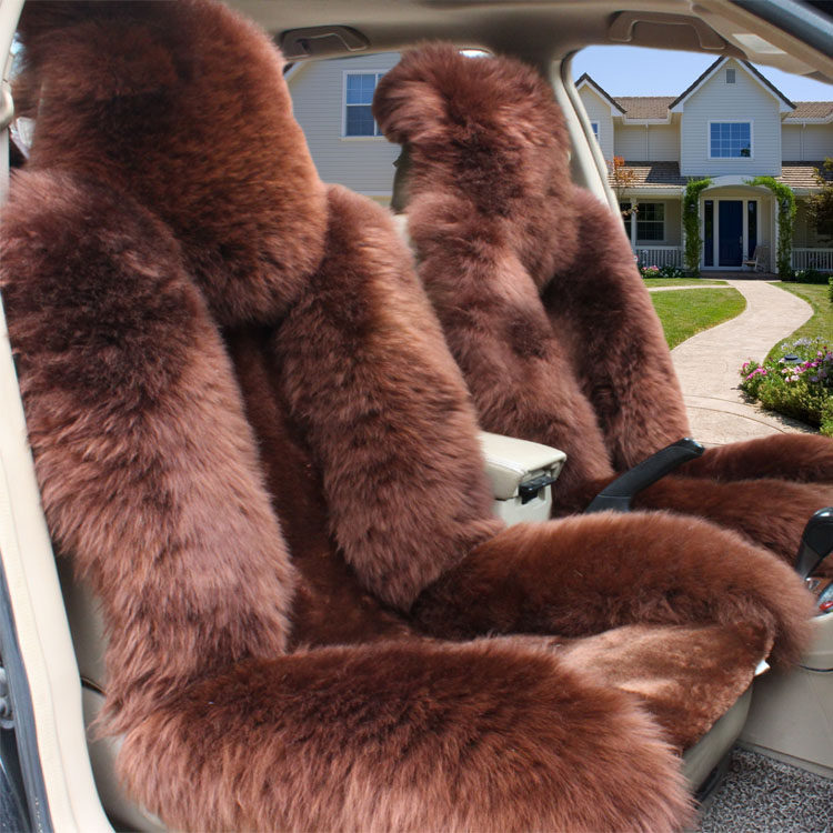 Car cushion Winter pure wool seat cushion Australia sitting cover leather hair integrated warm long plush seat cover winter car cushion