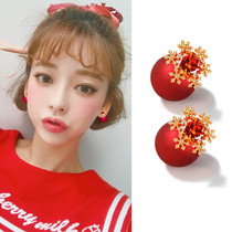 925 sterling silver needle snowflake pig earrings femininity Korean festive hanging Red Year of Life pearl earrings pendant