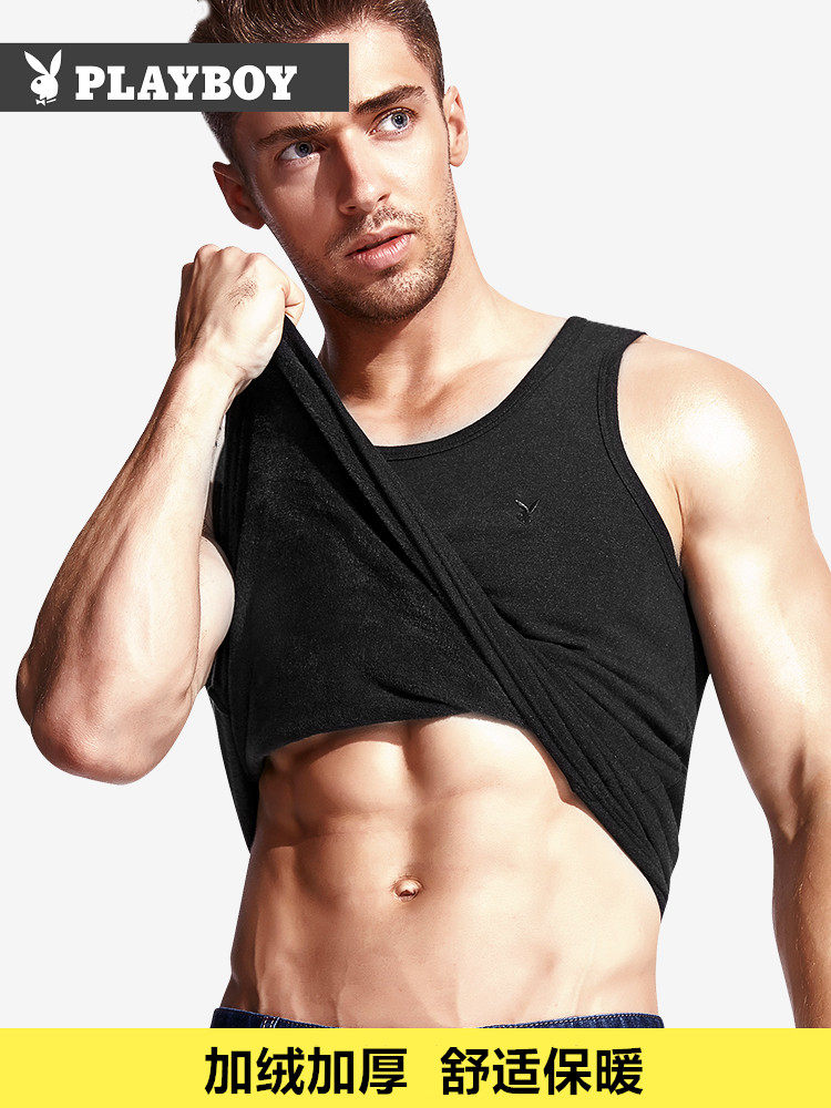 Playboy men's warm vest men's underwear velvet thickened winter cotton autumn and winter tops wear base tightness