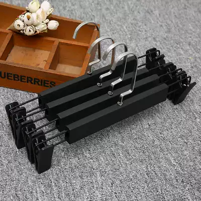 Wood grain strong pants rack pants clip clothing store non-slip seamless inner hanger household telescopic plastic pants hanging wholesale