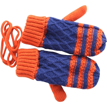 Korean version of mens and womens childrens gloves for autumn and winter baby outdoor warm plus plush knitted mittens for children 2-8 years old