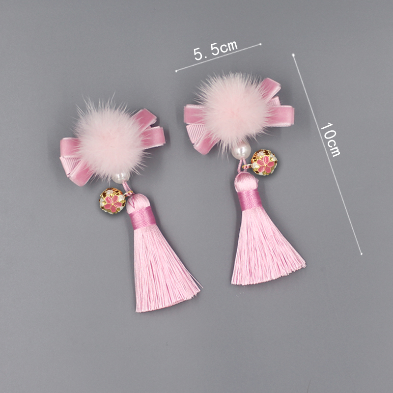 Nấm mỹ phong cách Trung Quốc Năm mới trẻ em phụ kiện tóc em bé tua rua clip cô gái kẹp tóc nơ bộ dây buộc tóc cho bé gái