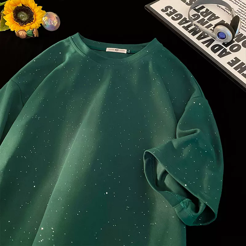 Шелковая дышащая футболка с коротким рукавом и круглым воротником, oversize, для подростков