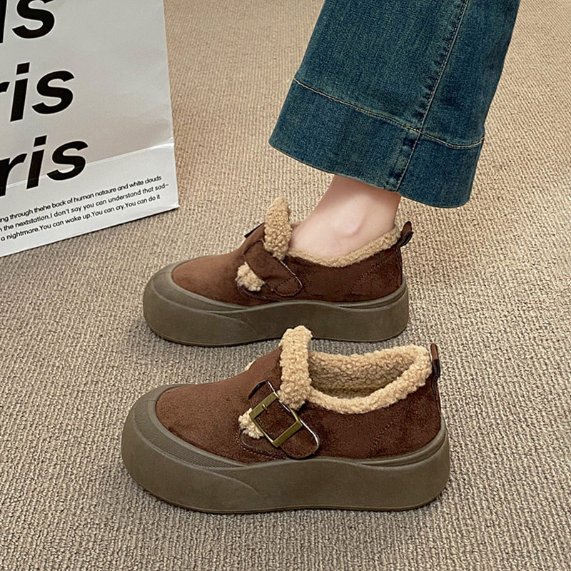 Women's Snow Boots 2026 Winter New Style Fleece-Lined Birkenstock Shoes Warm Slip-On Popular Thick-Soled Non-Slip Loafers Cotton Shoes