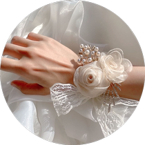 Brides wrist flower high-end wedding bridesmaid flower bracelet flower corsage fairy wedding sister group white companion gift