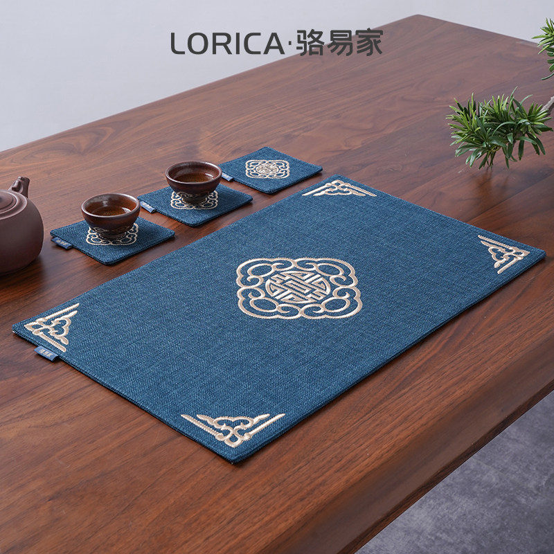 Locyi Family Embroidery Tea Mat New Chinese Cloth Art Tea Cup Mat Tea Mat of Ashtray Cushion Anti-Burn and Heat-insulated Mat Tea Mat