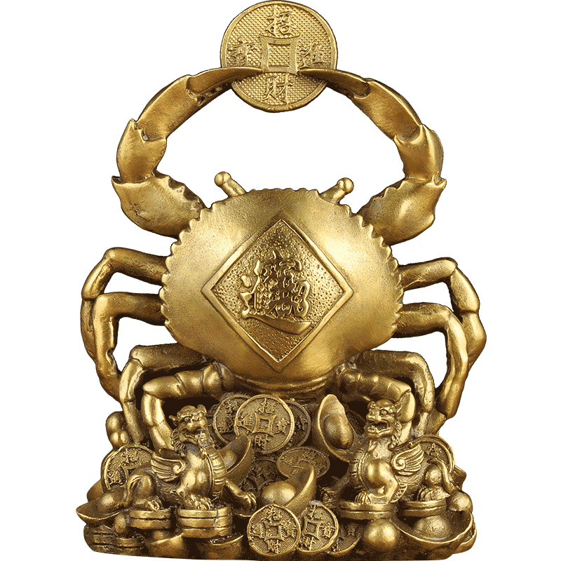 黃銅螃蟹擺件招財風水金錢橫財大將軍家居大螃蟹客廳辦公室工藝禮品擺飾