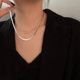 Niche design double clavicle chain fashion trend new necklace female pearl decoration V-neck jewelry titanium steel accessories