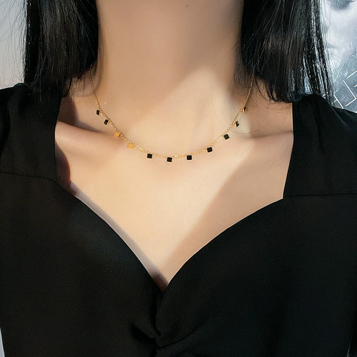 Дизайнерская цепочка до ключиц из нержавеющей стали, ожерелье, не выцветает, 2021 года, в корейском стиле, простой и элегантный дизайн