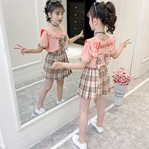 Girl Suit Summer Dress 2022 New Ocean Gas Little Girl Child Clothing Online Red College Wind CUHK Kids Cover Dress Two Sets