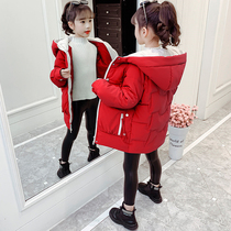 Girls cotton clothes 2021 Winter Ocean Fairy Girl Princess Korean version of the length Thickened Down Cotton Clothes