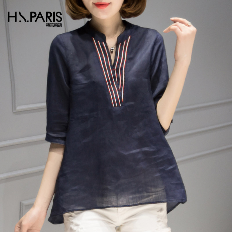 Clearing house special price Korean sheen ballet Shirt women 50% sleeves Han version Summer clothing Loose Cover for Hemp Blouse Women Thin
