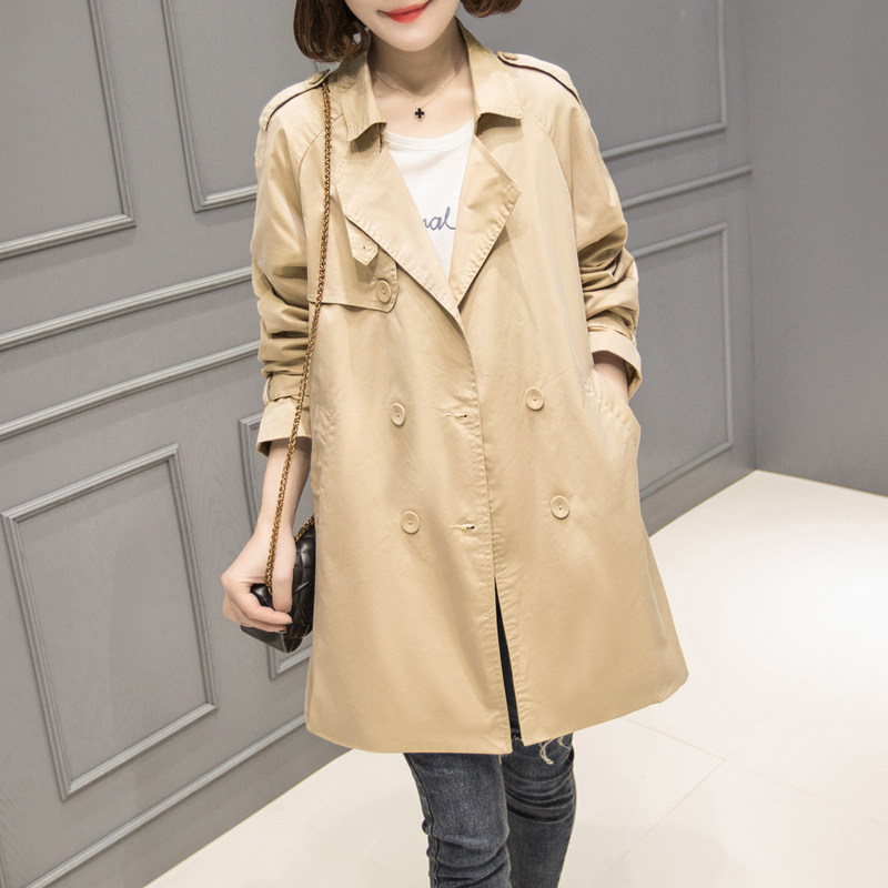 2022 Spring and autumn new small children in the middle of the long version Han version loose and thin and casual jacket long sleeve female dress thin
