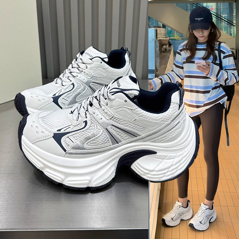 Hong Kong Paris Dad Sneakers for Women 2026 Spring and Autumn New Thick-Soled Platform Shoes That Make Feet Look Smaller, Popular Casual Shoes Trendy Hong Kong Paris Dad Sneakers for Women 2026 Spring and Autumn New Thick-Soled Platform Shoes That Make Feet Look Smaller, Popular Casual Shoes Trendy