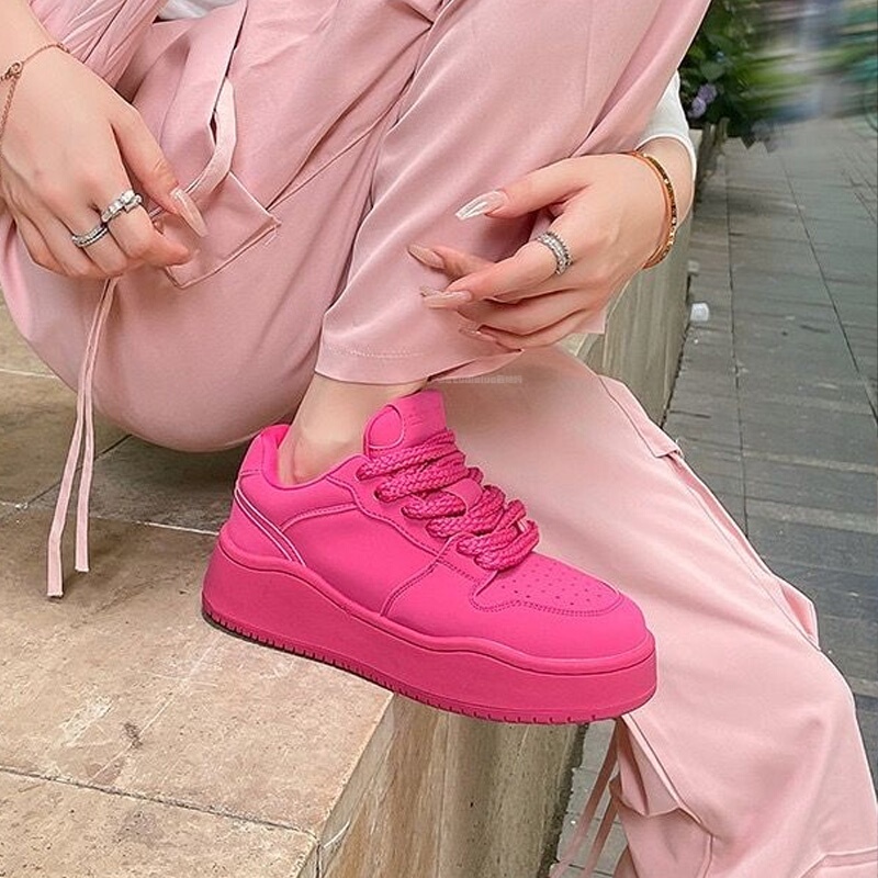 Hong Kong Summer Dopamine Rose Red Sneakers for Women 2026 Spring and Autumn Style with Hidden Height Increase, Thick Sole, Versatile, Fashionable Casual Shoes Hong Kong Summer Dopamine Rose Red Sneakers for Women 2026 Spring and Autumn Style with Hidden Height Increase, Thick Sole, Versatile, Fashionable Casual Shoes
