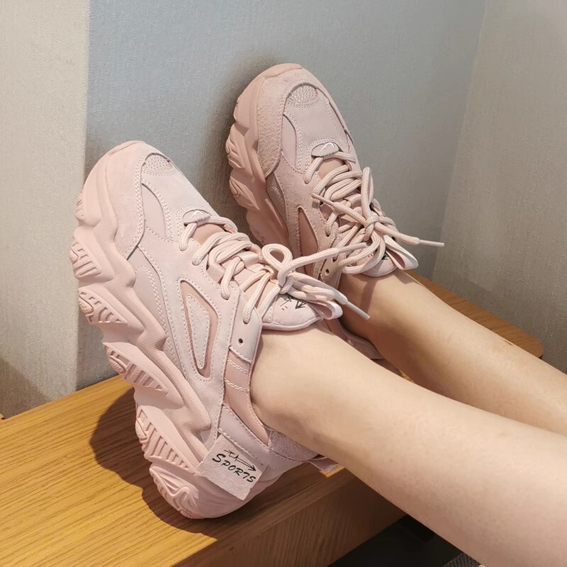 Hong Kong Trendy Brand New Dad Sneakers for Women, Versatile Pink ins Trendy Fashion Thick-Soled Sneakers, Internet Celebrity Casual Women's Shoes