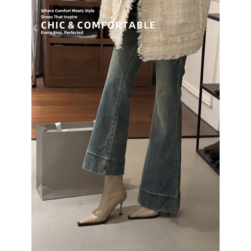 Hong Kong Sexy High-Heeled Elegant Slim Boots for Women 2026 Spring and Autumn New Pointed Toe Short Boots Stiletto and Ankle Boots Fashion Boots Hong Kong Sexy High-Heeled Elegant Slim Boots for Women 2026 Spring and Autumn New Pointed Toe Short Boots Stiletto and Ankle Boots Fashion Boots