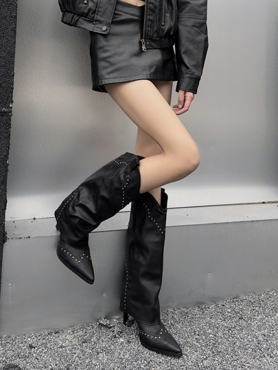 Гонконгские ботфорты-стилето с острым носком, весна-осень 2025, новые ретро-ботфорты на высоком каблуке, универсальные модные ботинки для женщин