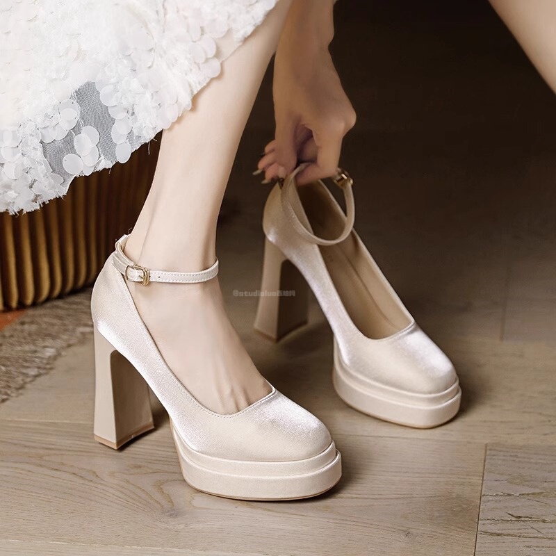 Hong Kong Thick-Soled Height-Increasing Waterproof Platform Ultra-High Heels for Women 2026 Spring and Autumn Mary Jane Bridesmaid Shoes Versatile Bridal Wedding Shoes Hong Kong Thick-Soled Height-Increasing Waterproof Platform Ultra-High Heels for Women 2026 Spring and Autumn Mary Jane Bridesmaid Shoes Versatile Bridal Wedding Shoes