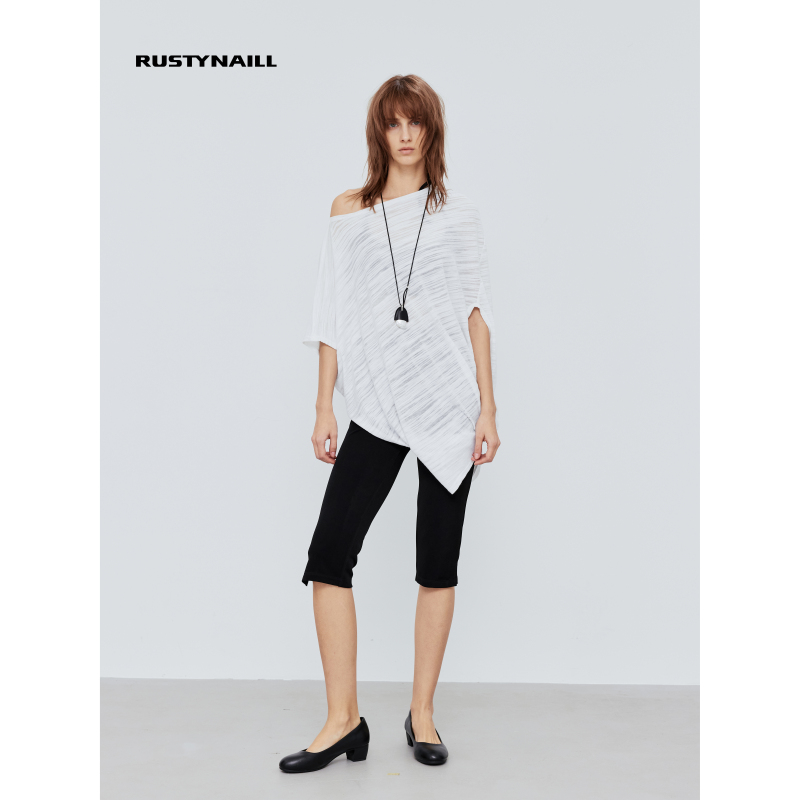 Rustynaill Acetate Fabric High-Elastic Lightweight Breathable Close-Fitting Versatile Casual Capri Pants
