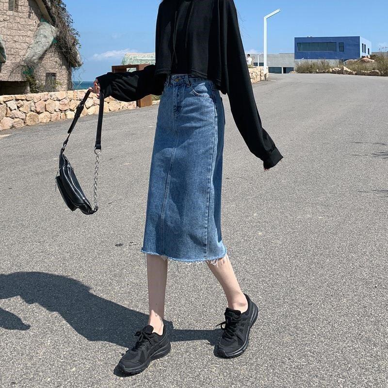 Small Sub Cowboy Half Body Dress Woman Medium Long Version Spring Summer 2022 New High Waist Version 100 Hitch Hip Step Skirt