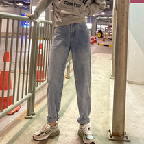  THREE12 spring and summer new jeans womens loose high-waisted straight light-colored drop sense thin retro mopping trousers