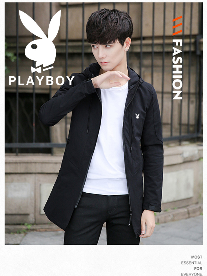 Playboy áo gió dài nam mùa xuân và mùa thu thanh niên sinh viên cá tính Phiên bản Hàn Quốc của xu hướng tự tu trang phục nam áo gió đi phượt