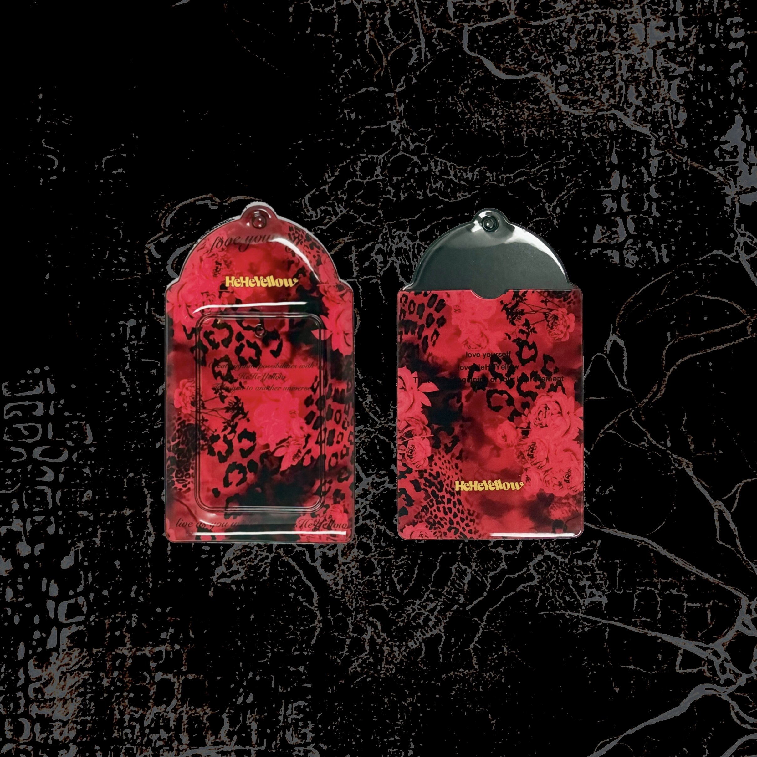 HeHeYellow Card Holder | Red Vampire | Dark Leopard Print | Red Leopard Print | Small Card Storage
