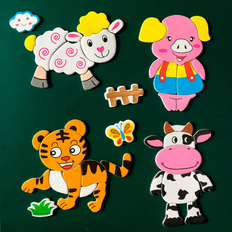 (Magnet class)Tangram Drawing board accessories Zodiac magnetic puzzle Early education puzzle Baby puzzle