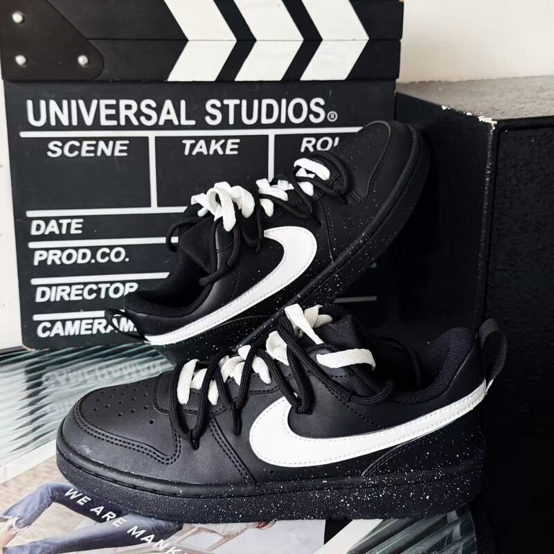 [Customized Sneakers] Nike Court Borough Pure Snow Niche Low-Top Children's Skate Shoes for Teenagers
