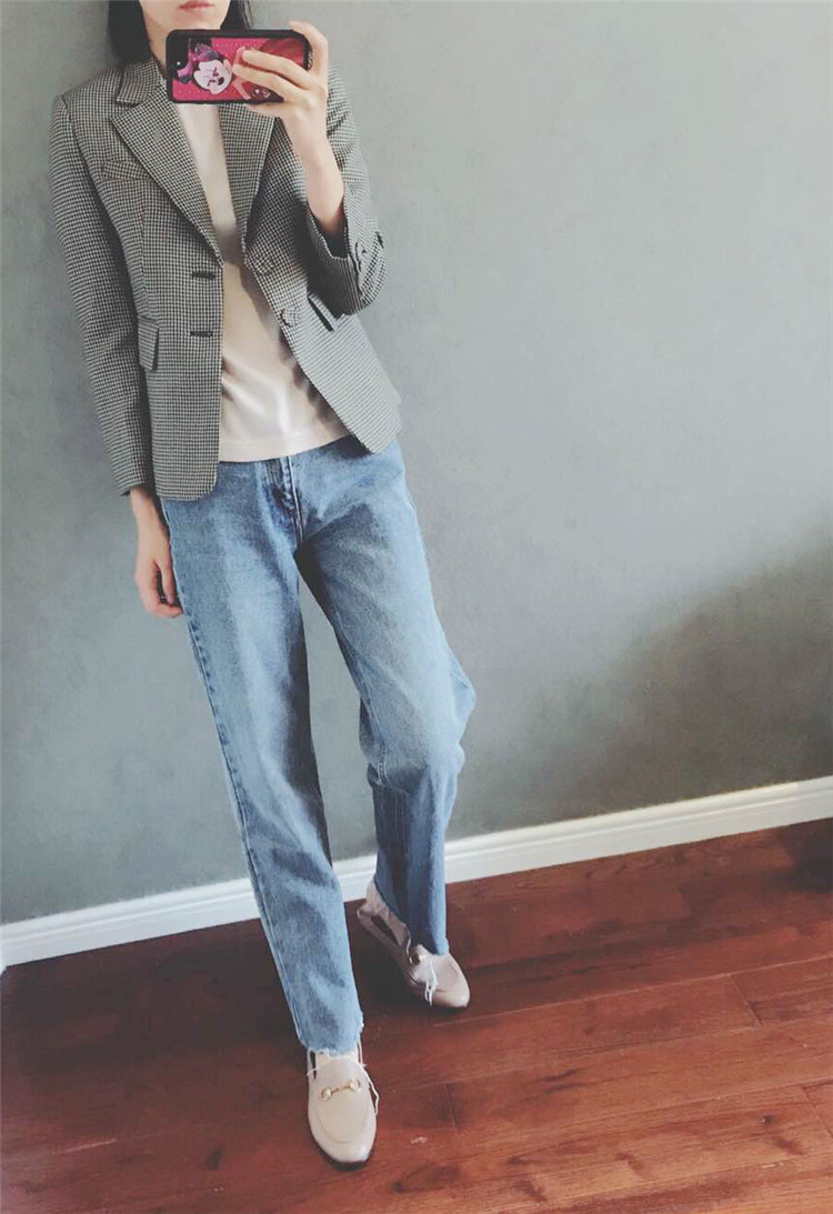 Kẻ sọc phù hợp với áo khoác nữ 2018 mùa thu Hàn Quốc phiên bản mới là mỏng retro chic nhỏ giản dị áo len áo măng tô kaki nữ dáng dài
