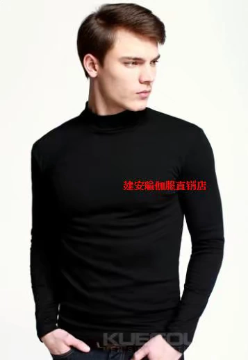 100% cotton top 2014 2014 nam mới chạm đáy áo mùa xuân và mùa thu cổ cao đồ lót nhiệt kích thước lớn