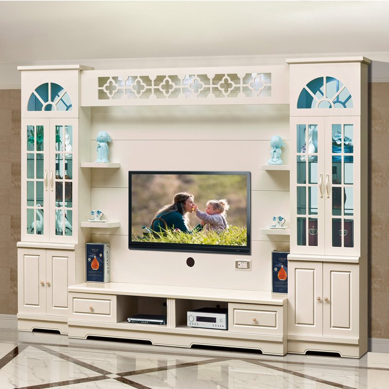 Korean Mediterranean TV combination background wall combination cabinet TV cabinet multi-function cabinet