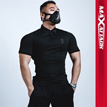 Muscle fitness clothing Male dog brother quick-drying short-sleeved training tight-fitting T-shirt Personal trainer work clothes sports polo shirt