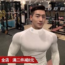 Muscle fitness clothes Mens long-sleeved sports T-shirt brothers running quick-drying basketball training clothes high elastic tight top autumn