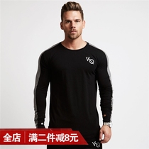 Muscle fitness brother sports long-sleeved mens training suit top crew neck running breathable base shirt spring and autumn T-shirt