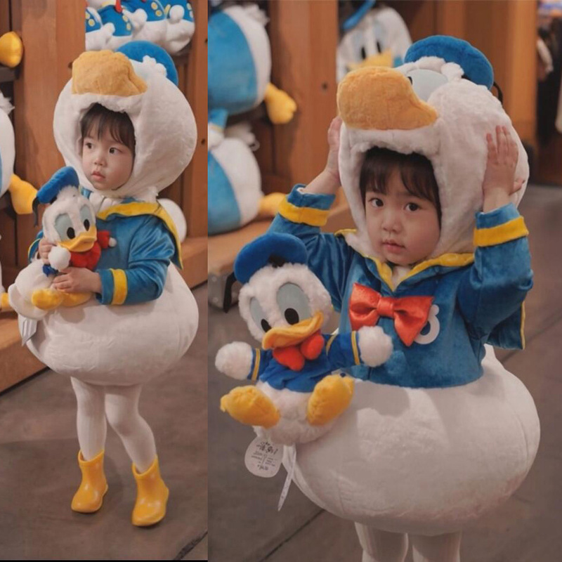 Children's One-Piece Clothing for Boys and Girls, Disney Donald Duck Doll Cosplay Costume, Baby Performance Clothing for Autumn and Winter
