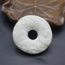 Lantian Jade Xiangyun Pendant Pendant Antique Double-sided Carved Ring Peaceful Buckle Jade Pendant Neck Ornament Waist Pendant